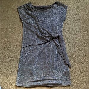 Tua Shimmering Silver Mini Dress